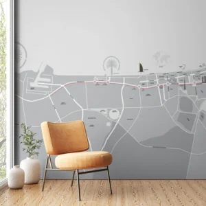 Dubai Map Grey Wallpaper