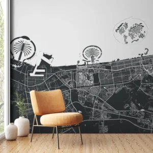 Dubai Map Black Wallpaper
