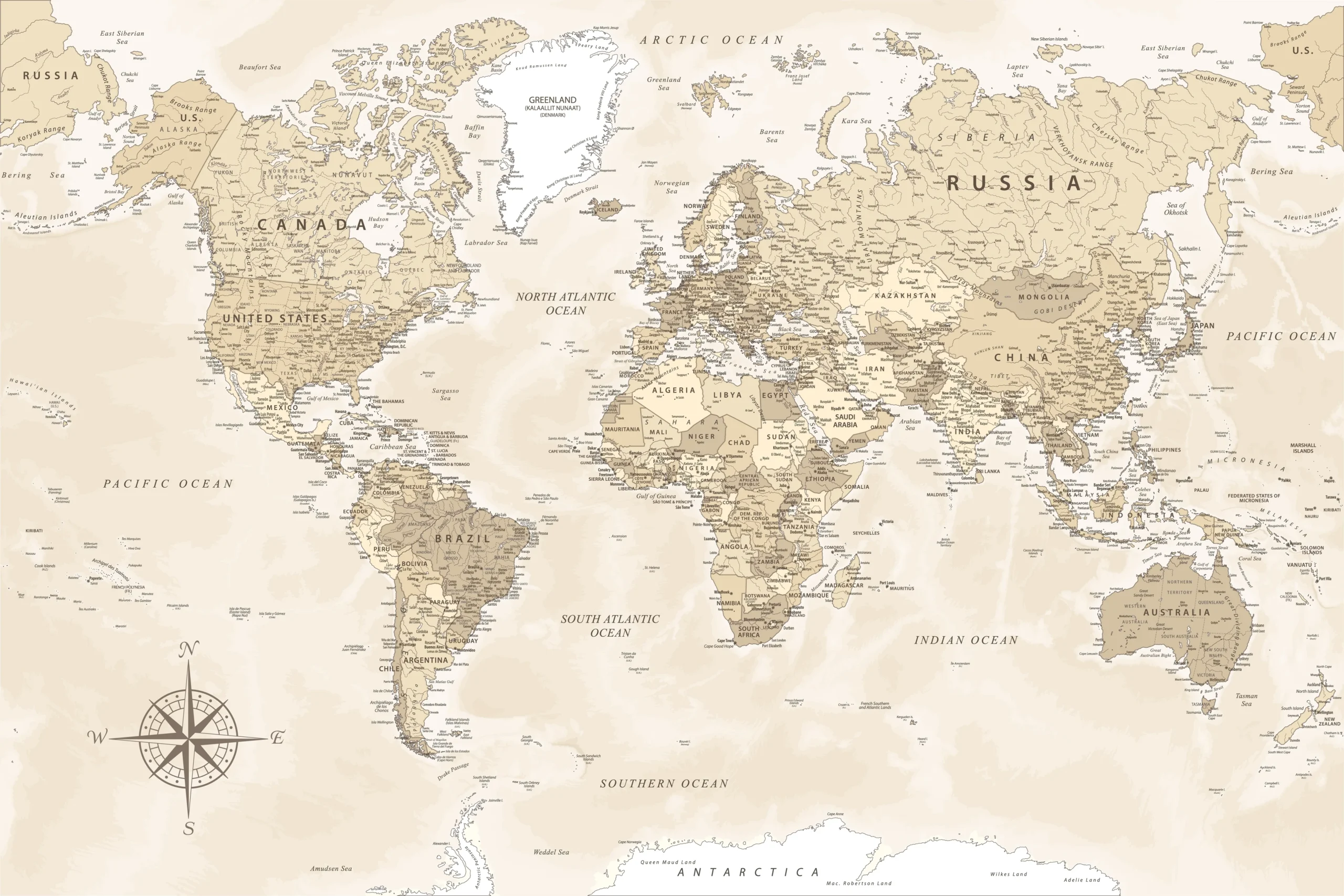Detailed World Map Wallpaper