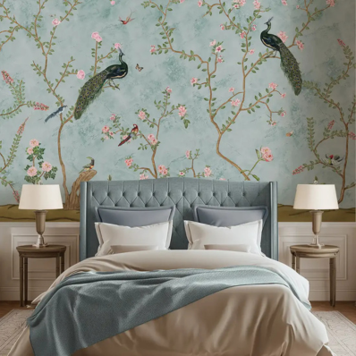 Bagiya Peacock Chinoiserie Wallpaper