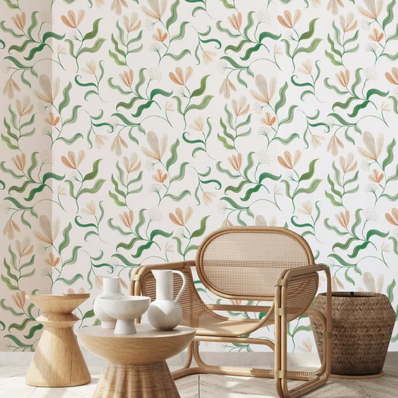 FLORAL WAVES Wallpaper