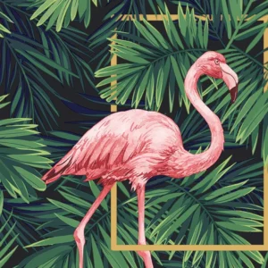Flamingo – Green Tropical Wallpaper