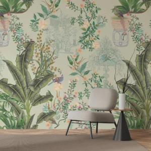 Blissful Leaves Tropical Wallpaper