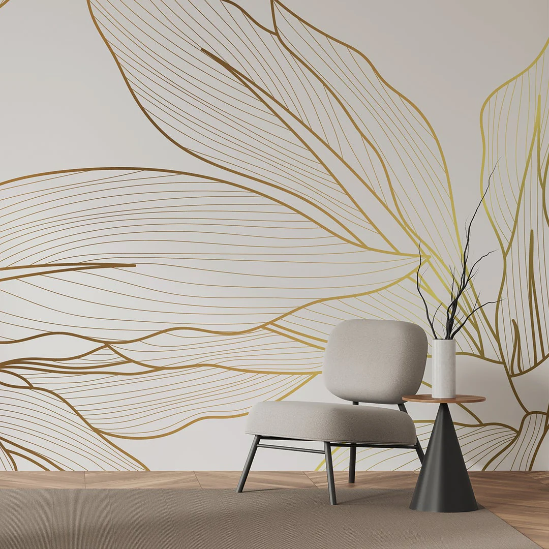 Golden Leaves Abstract Wallpaper