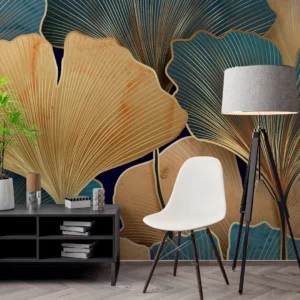 Green and Golden Leaves Tropical Wallpaper