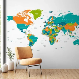 World Map Colored Wallpaper