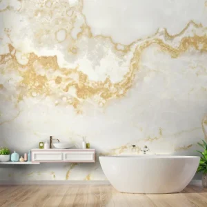 White and Golden Natural Marble Style
