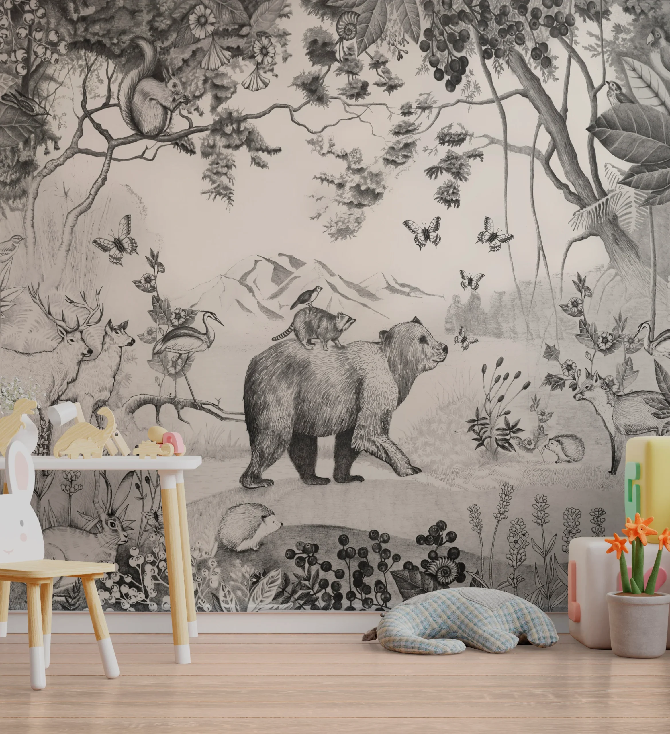 Wild Bear Stroll Kids Wallpaper