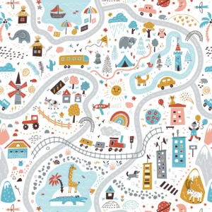 Happy City Roads Kids Wallpaper
