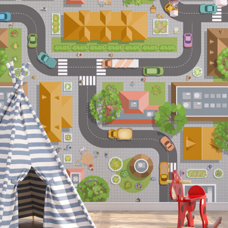 Town Roads Kids Wallpaper