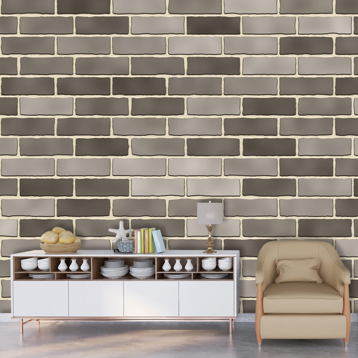 A wall of gray bricks