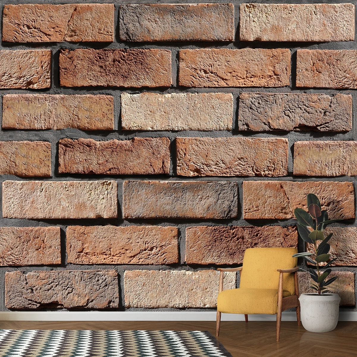 A Detailed View of a Brick Wallpaper