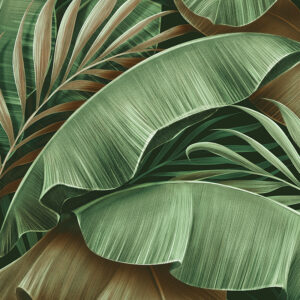 Luxe Emerald & Bronze Tropical Leaf Wallpaper