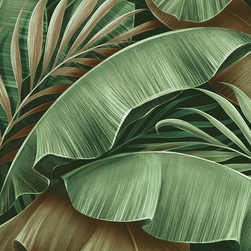 Luxe Emerald & Bronze Tropical Leaf Wallpaper