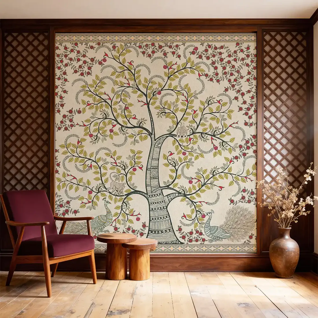 Anant Vriksha - Tree of Life Kalamkari Wallpaper