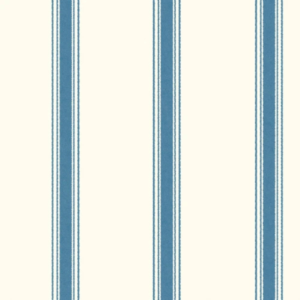 Dreamer #2 blue stripe wallpaper with blue ticking stripes on cream