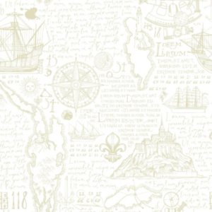 Load Venture #1 cream old map wallpaper with faded ships, compass rose and script – view 2
