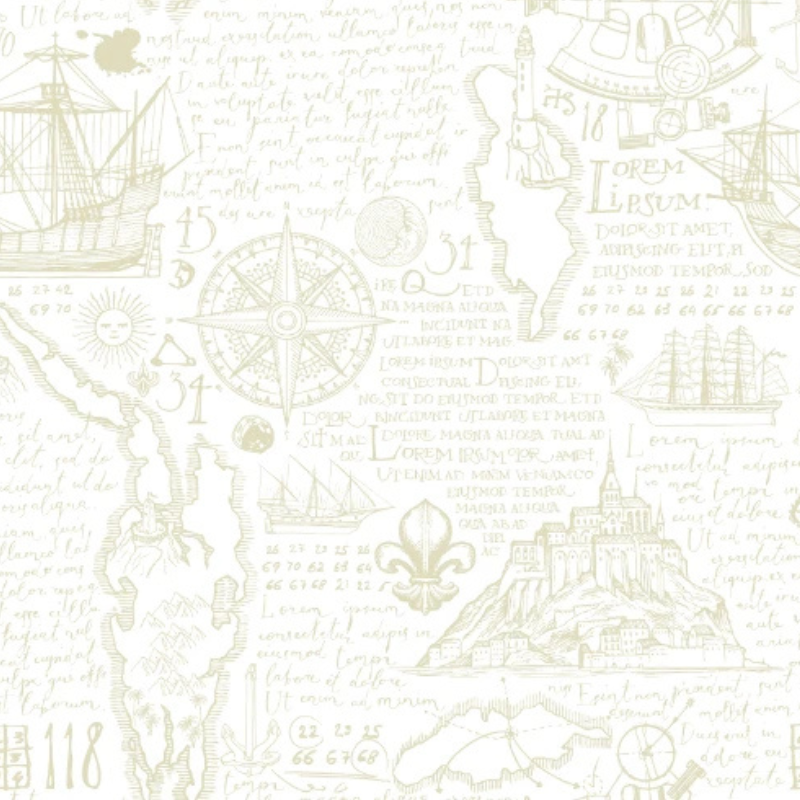 Load Venture #1 cream old map wallpaper with faded ships, compass rose and script – view 2