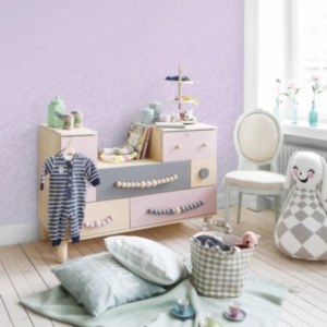 Nino #5 lilac kids wallpaper with a fine texture in a nursery
