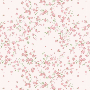 Petalvine #2 pink floral wallpaper with pink blossom clusters on an ivory background